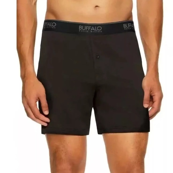 Buffalo David Bitton Black Knit Boxers Mens 3pk Medium Cotton Modal Stretch - Picture 2 of 5